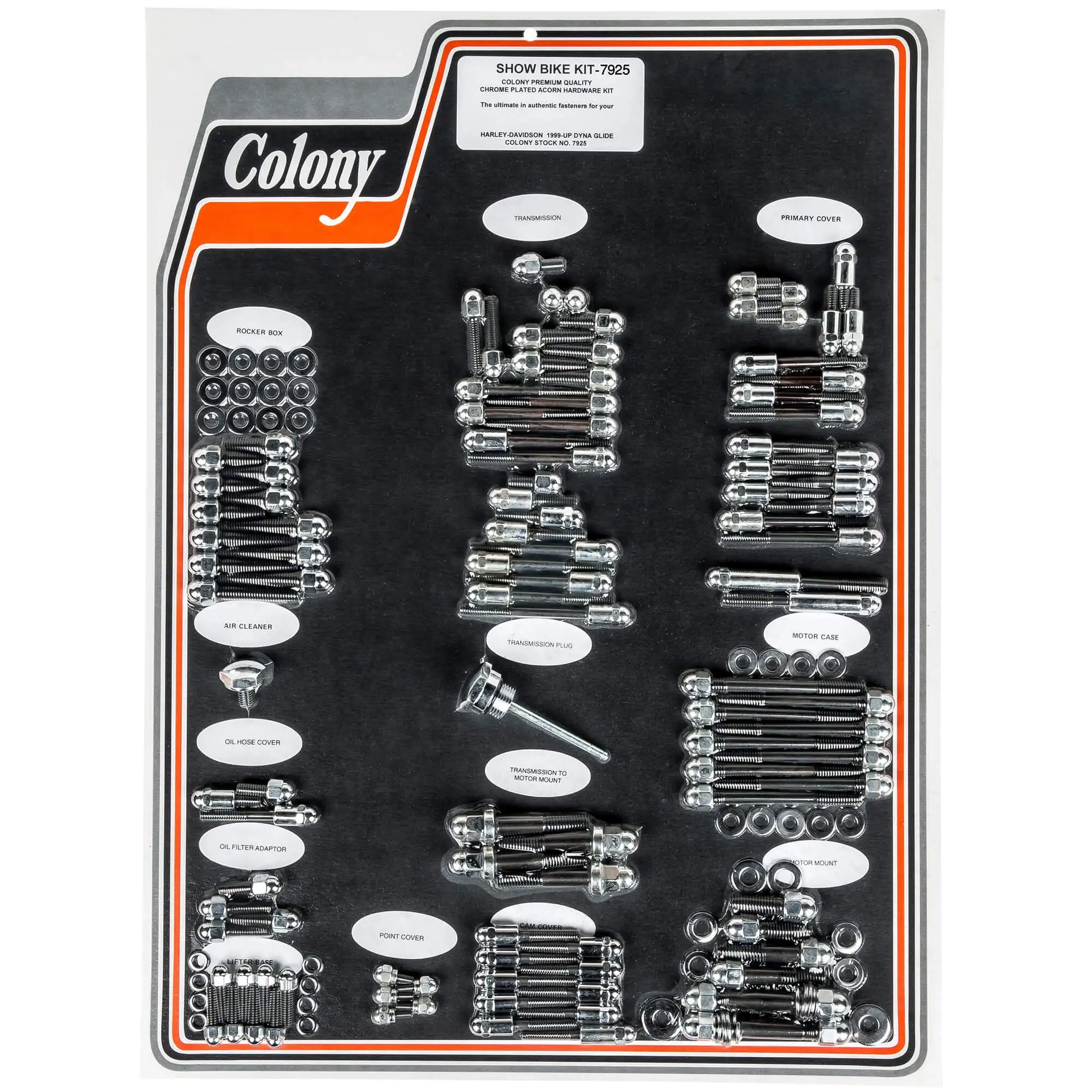 Colony #7925 Complete Show Bike Kit Chrome Acorn Hardware Harley 99-05 Twin Cam Dyna