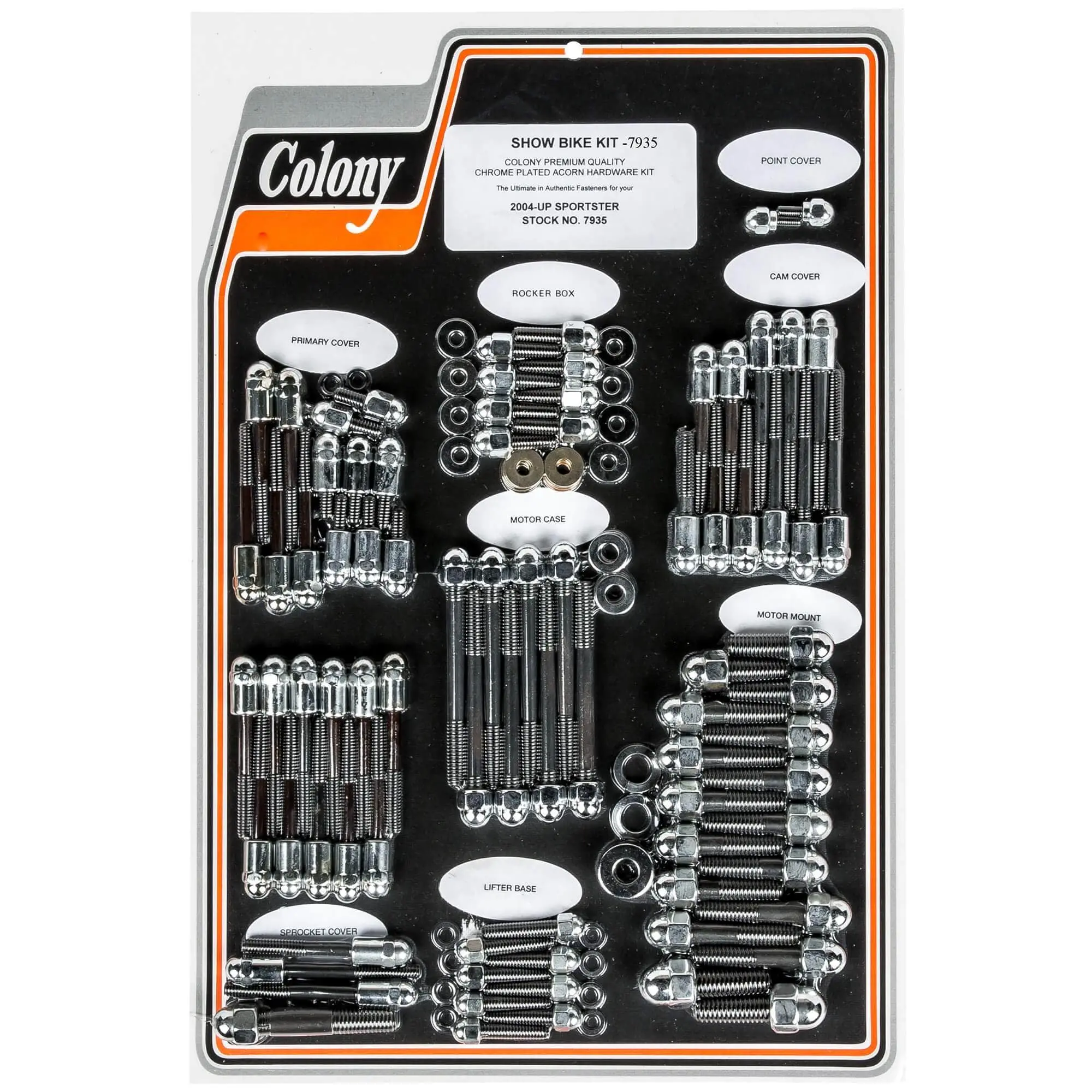 Colony #7935 Complete Show Bike Kit Chrome Acorn Hardware Harley 04-up Sportster