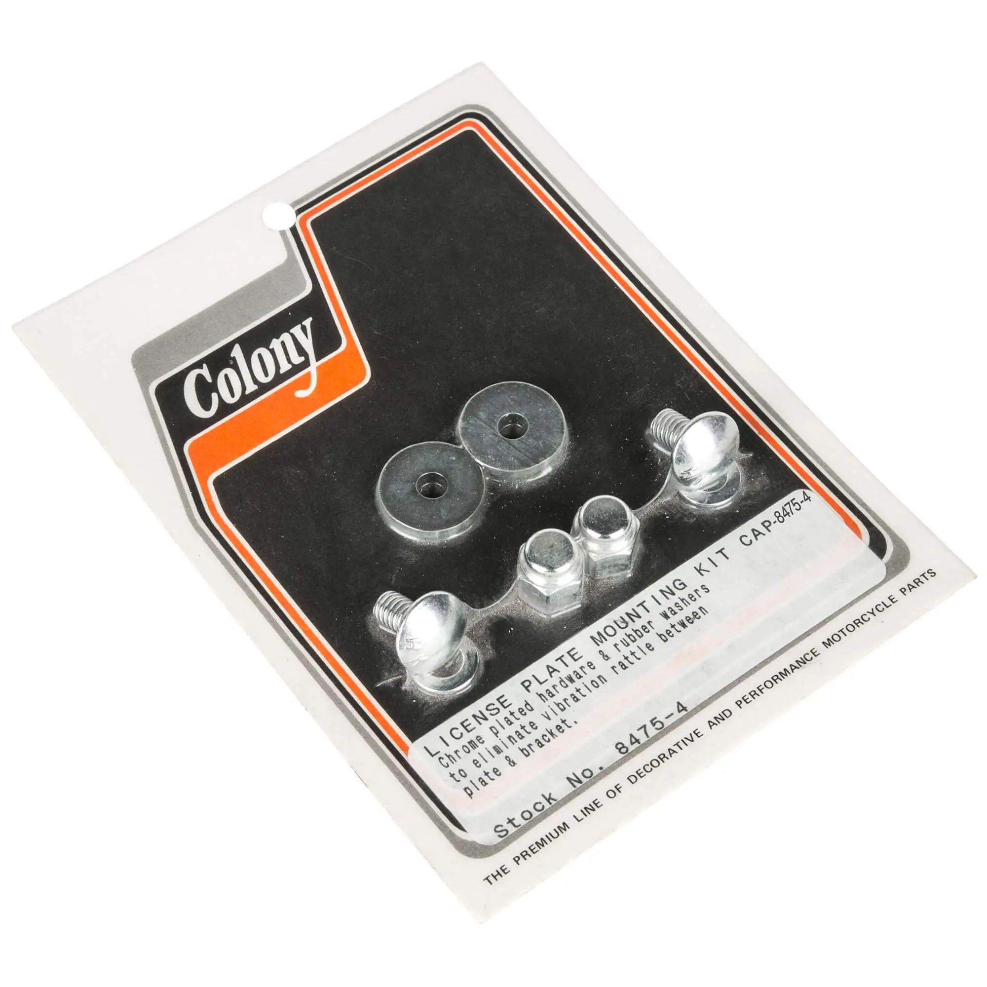 Colony #8475-4 License Plate Mounting Kit Chrome Cap Nuts Bolts Harley Davidson