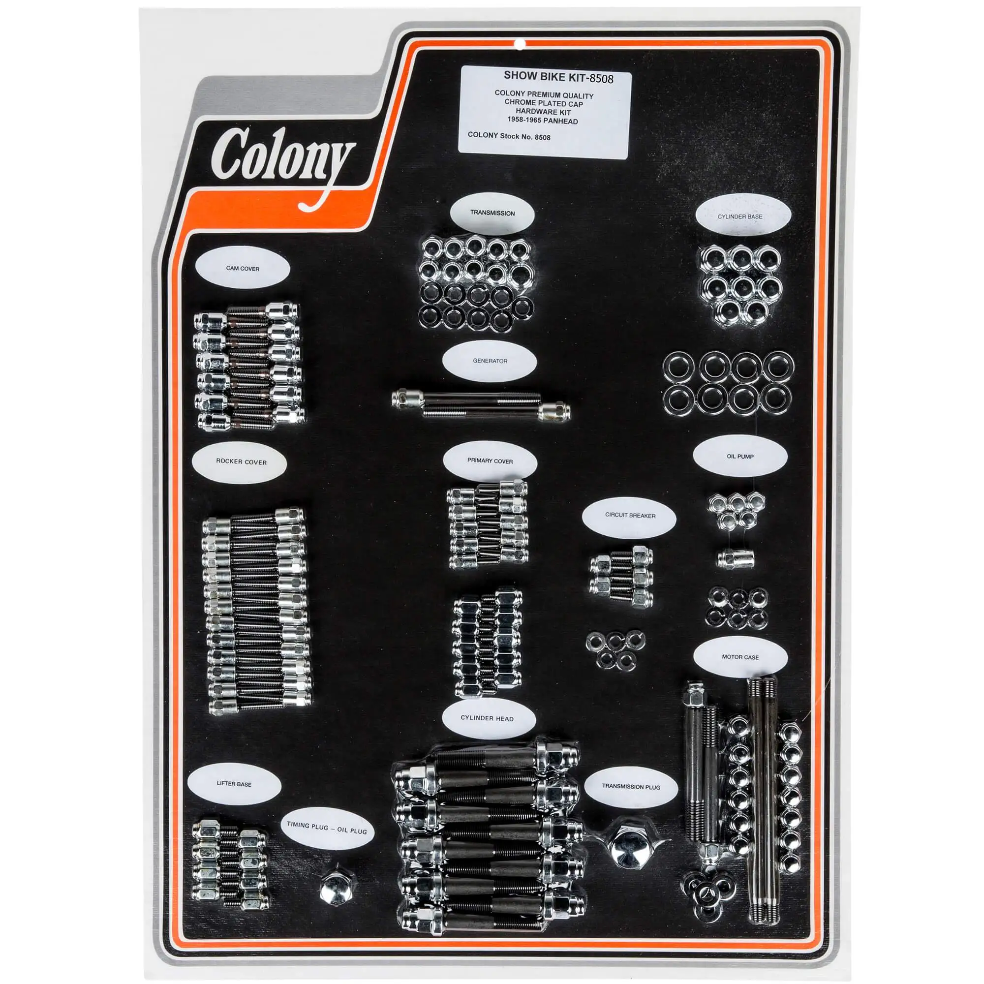 Colony #8508 Complete Show Bike Kit Chrome Cap Style Hardware Harley 58-65 Panhead