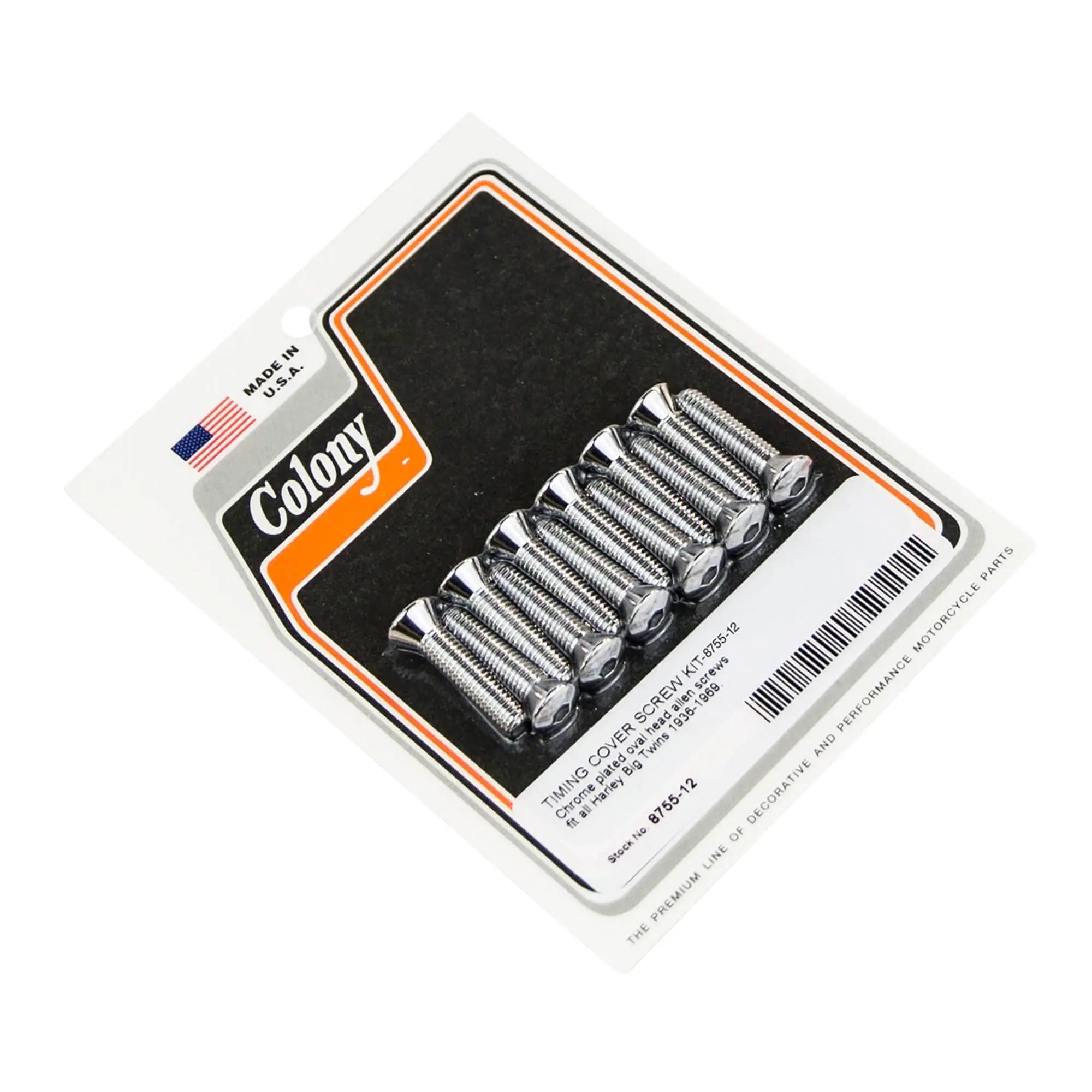 Colony #8755-12 Timing Cover Screw Kit Chrome Harley Big Twin 36-69