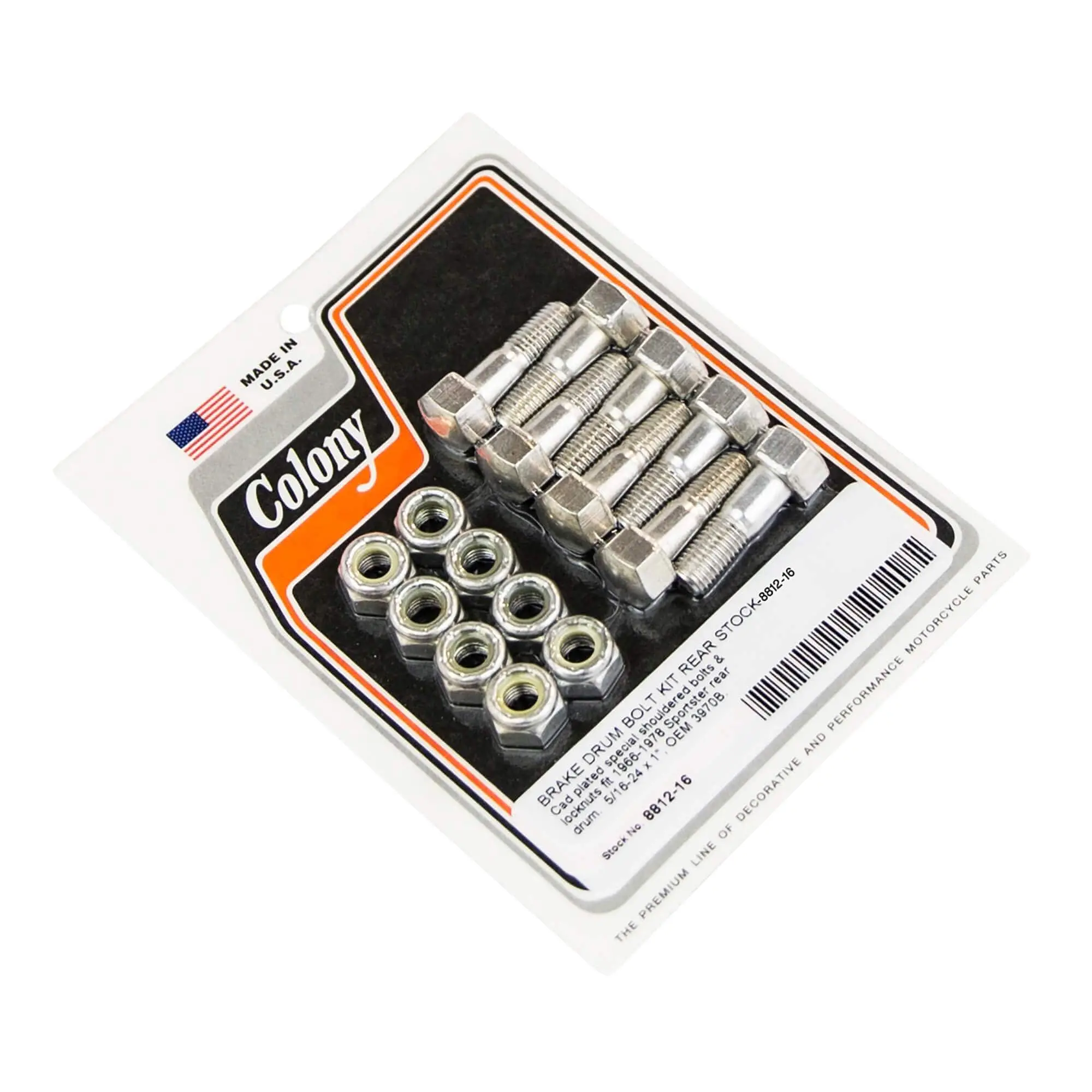 Colony #8812-16 Brake Drum Bolt Kit Rear Stock CAD Harley Sportster 1966-78
