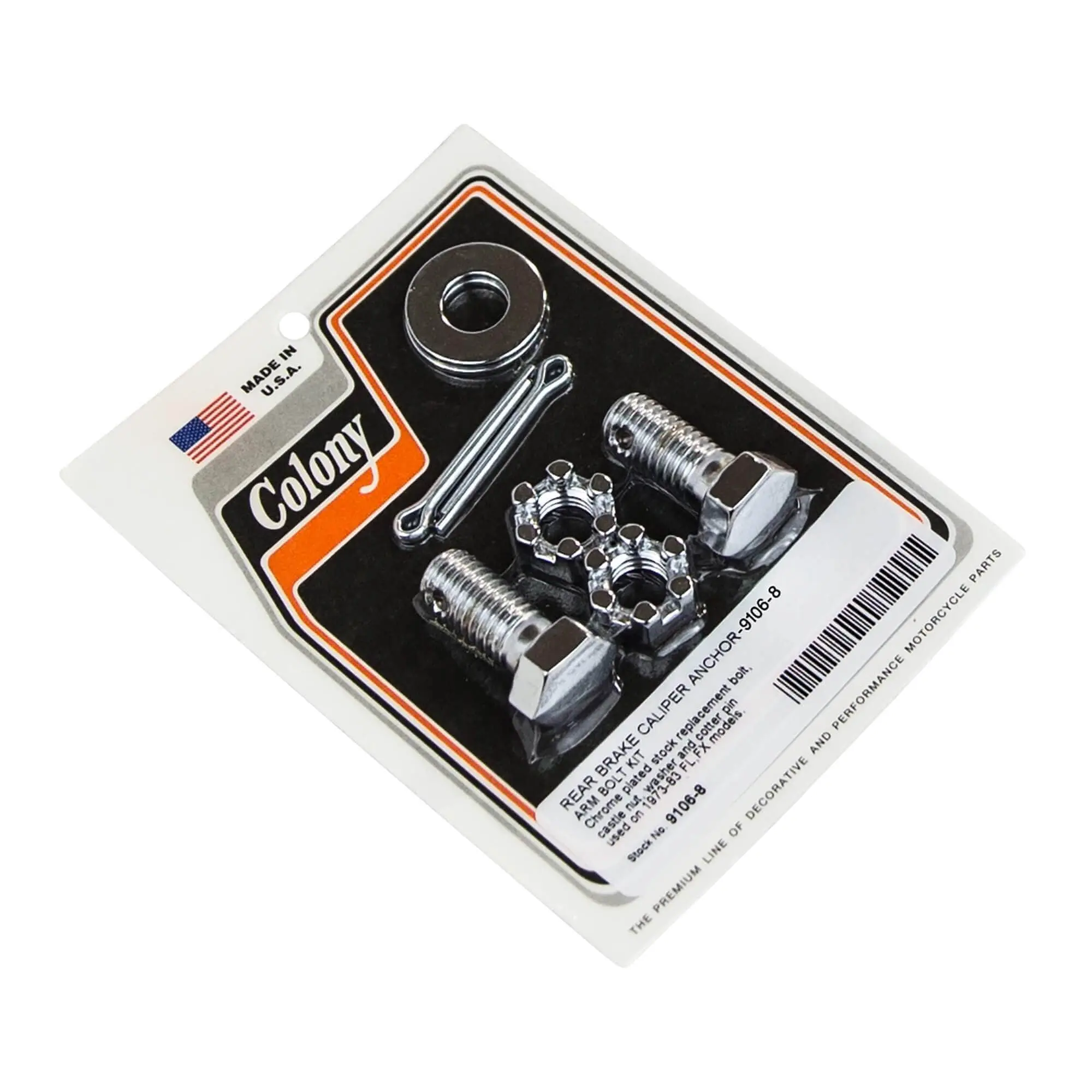 Colony #9106-8 Rear Brake Caliper Anchor Arm Bolt Kit Chrome H-D FL FX 1973-83