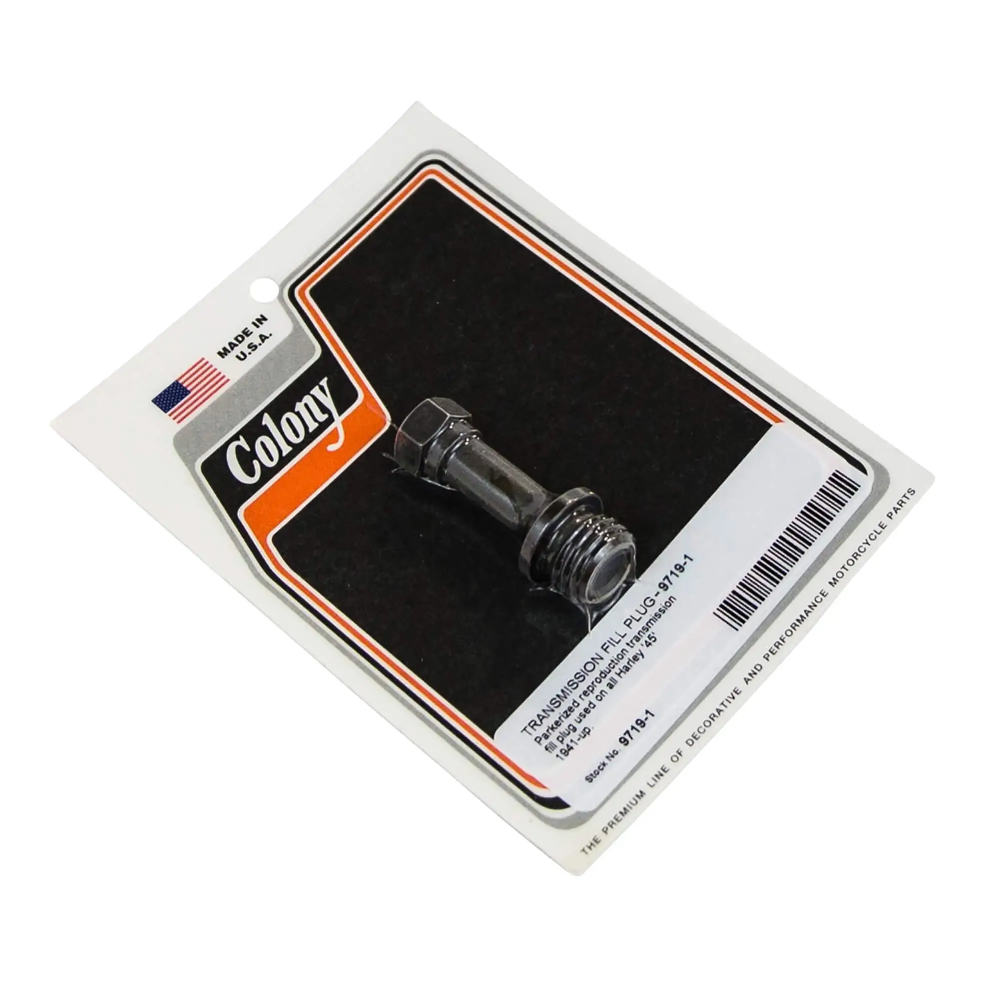 Colony #9719-1 Transmission Fill Plug Parkerized Harley Davidson 45 41-up