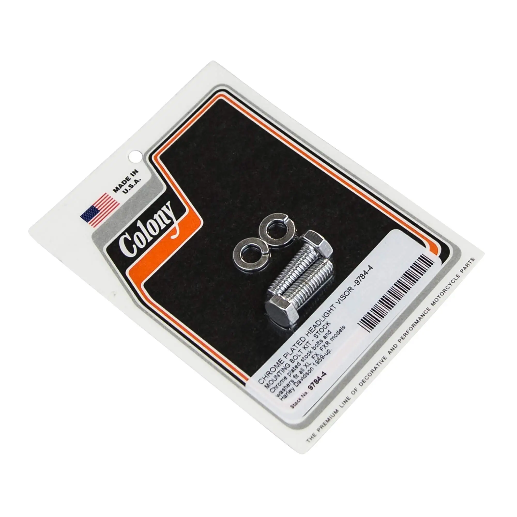 Colony #9784-4 Headlight Visor Mounting Bolt Kit Chrome Hex Harley XL FX FXR 59-up