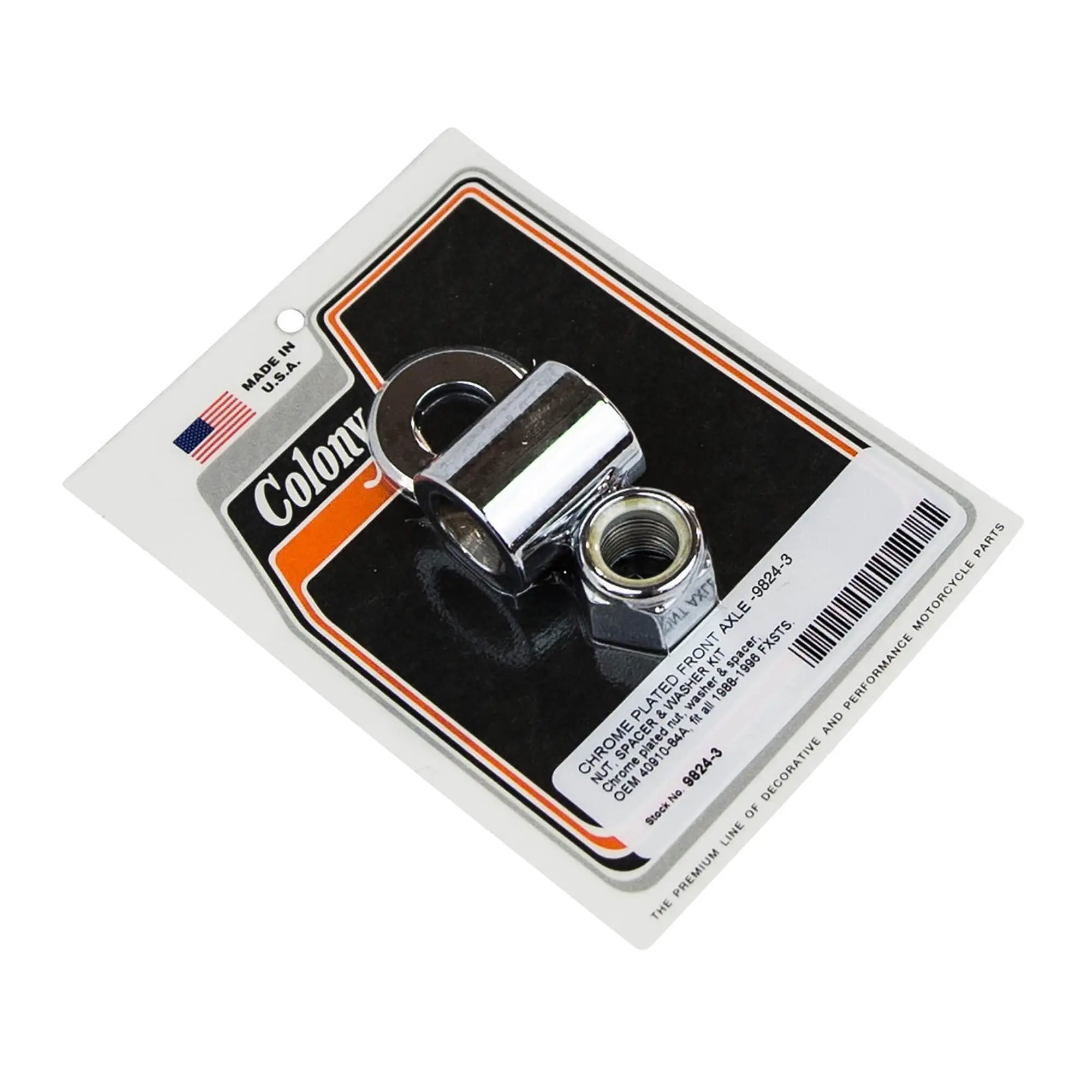 Colony #9824-3 Custom Front Axle Nut & Spacer Kit Harley OEM 40910-84A/B