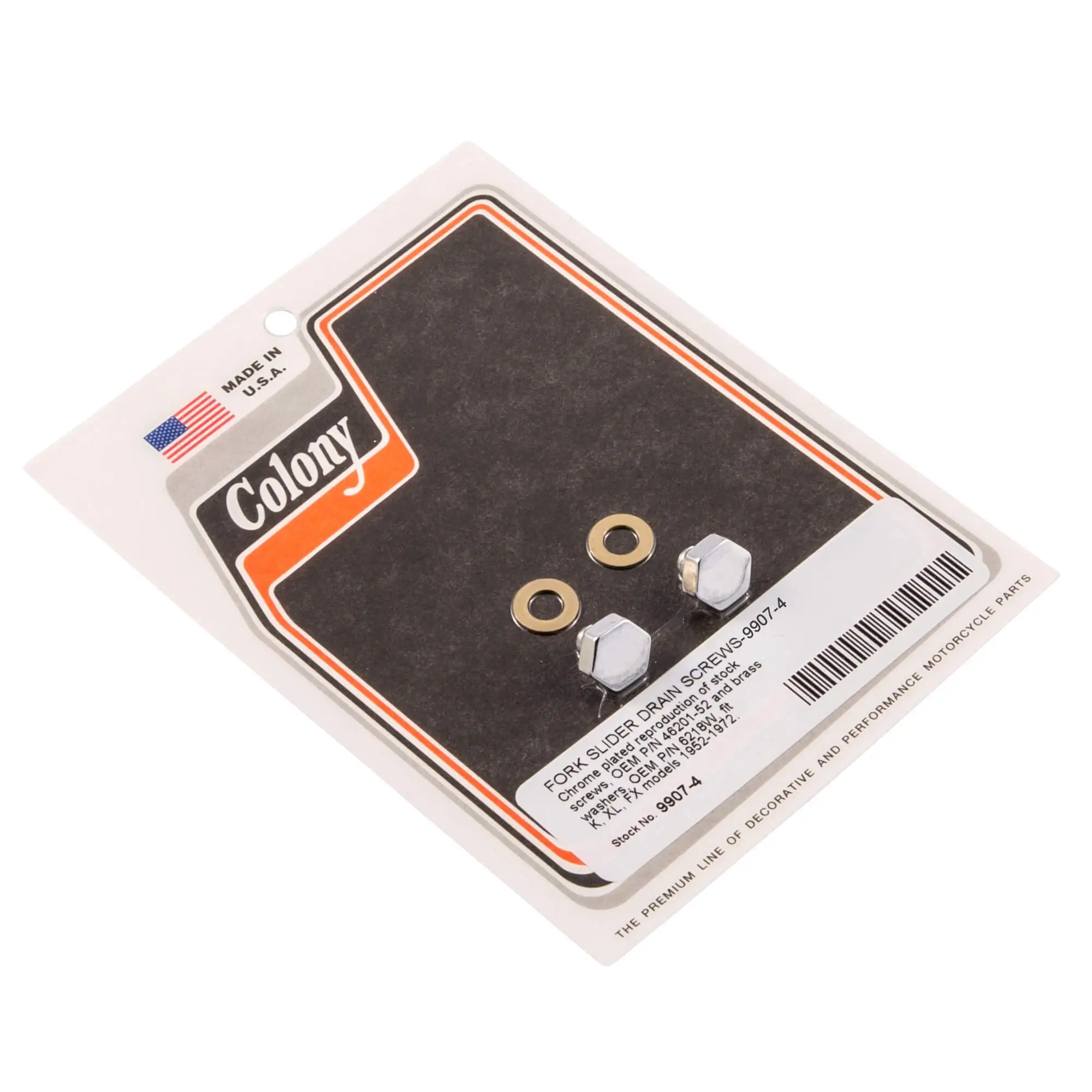 Colony #9907-4 Fork Slider Drain Screws Chrome Harley K XL FX 52-72