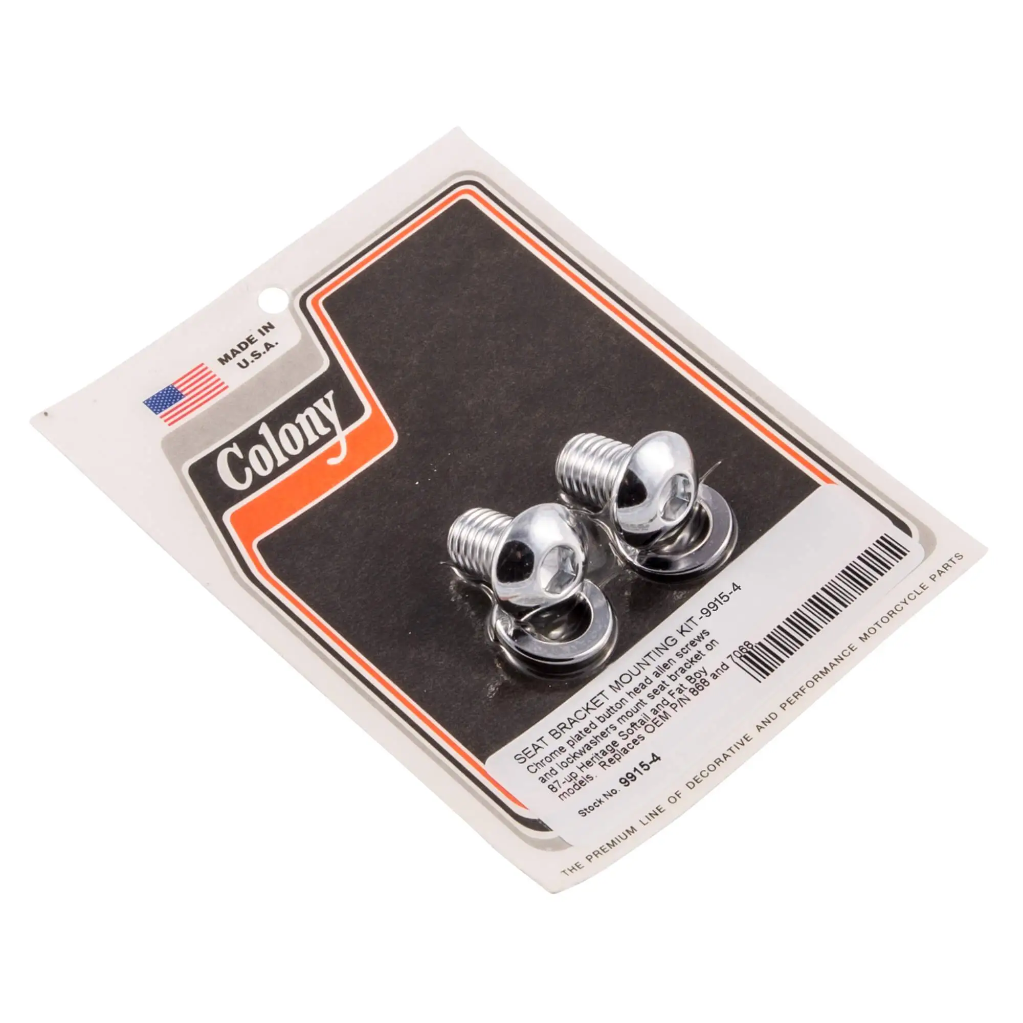 Colony #9915-4 Seat Bracket Mounting Kit Chrome Button Head Softail Fat Boy
