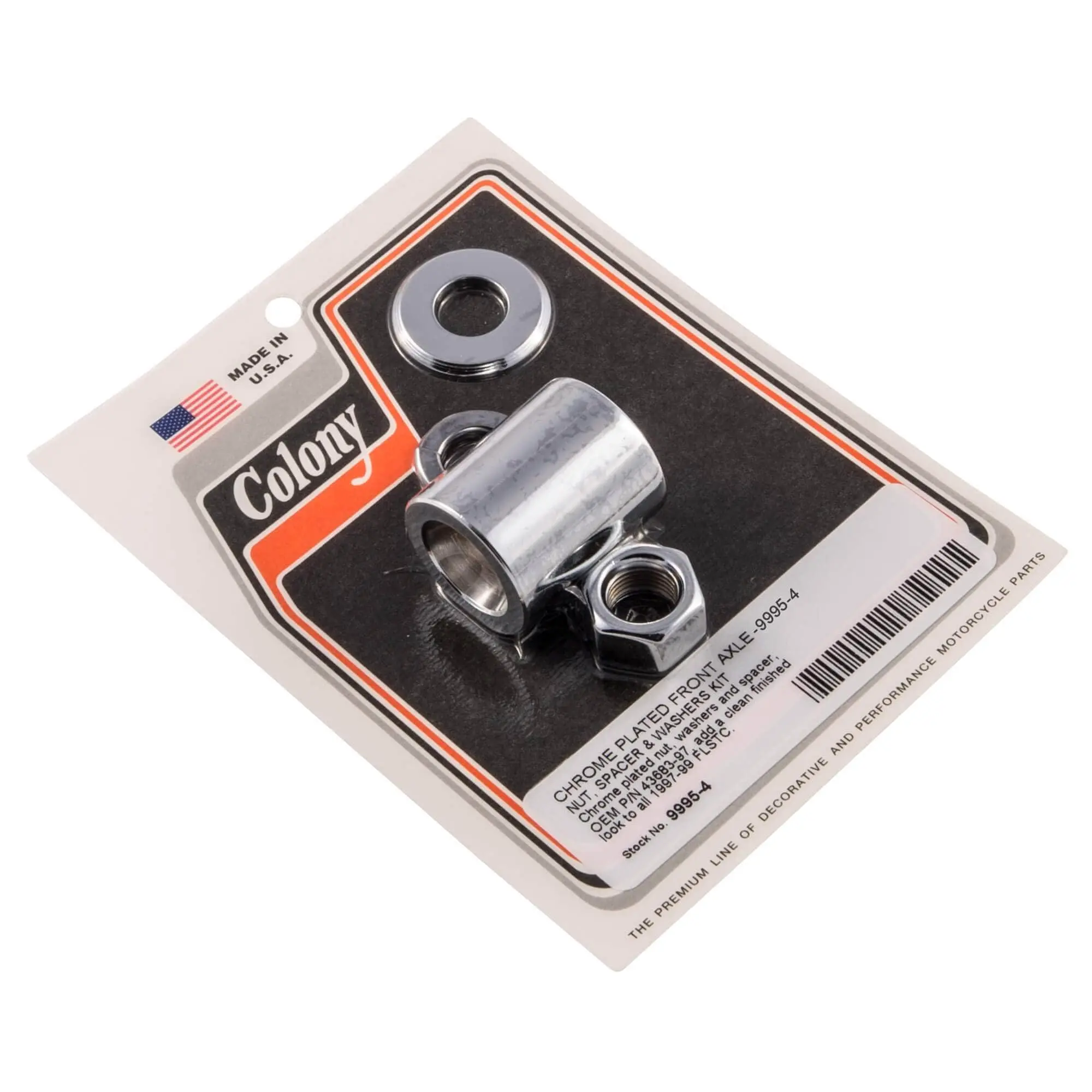 Colony #9995-4 Front Axle Nut Spacer Kit Smooth Chrome Harley FLSTC 97-99