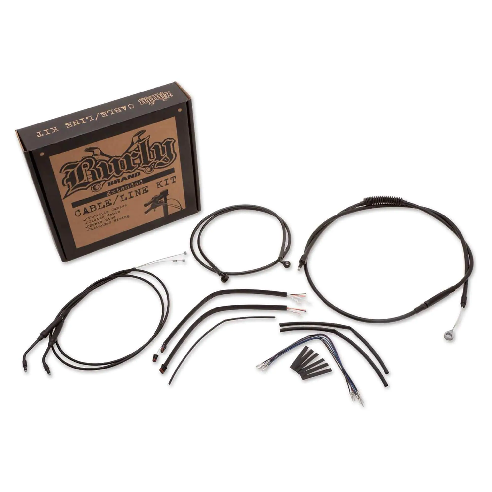 Burly Brand Complete Handlebar Cable/Brake Line Kit For 12" Ape Hanger Handlebars 2007-2013 Harley-Davidson Sportsters