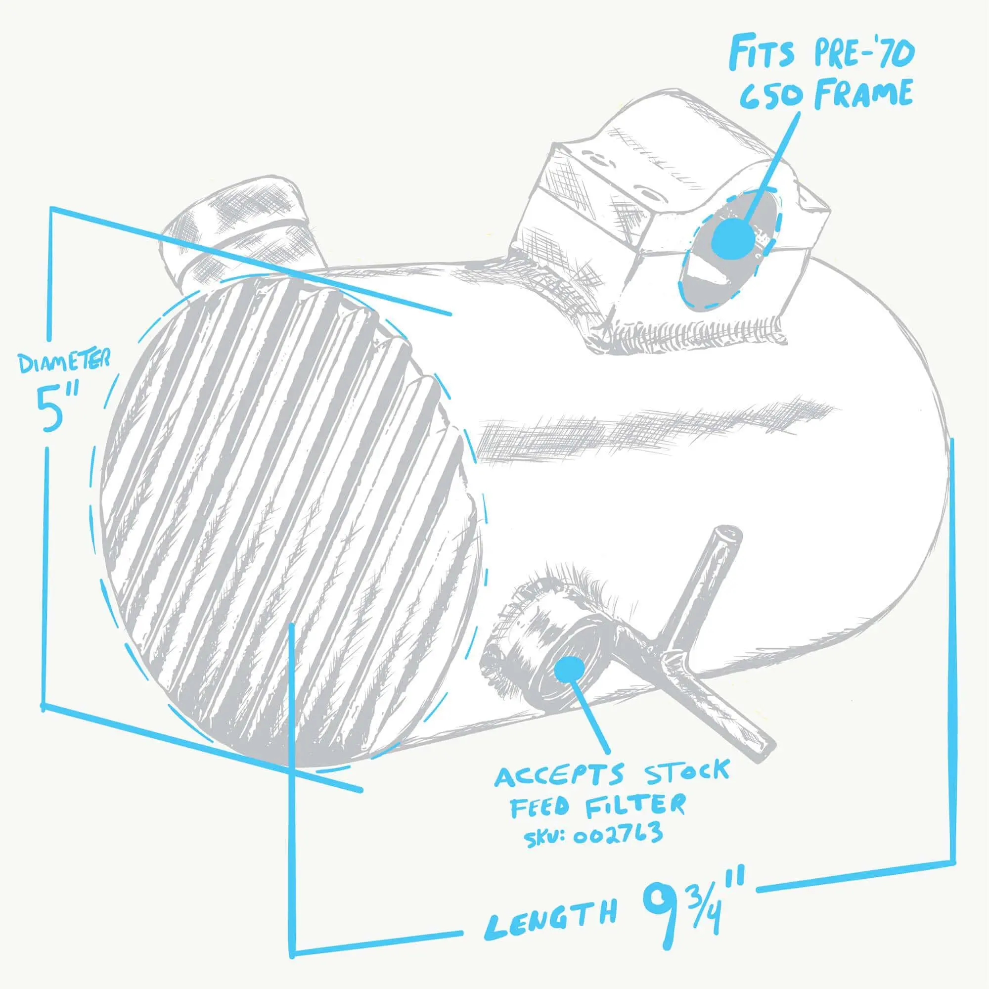 Choppahead Clamp On Aluminum Oil Tank - 1954 - 1970 Triumph 650 - Finned Ends - Image 3
