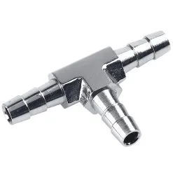 Cycle Standard 1/4 Inch Hose Barb Tee - Chrome