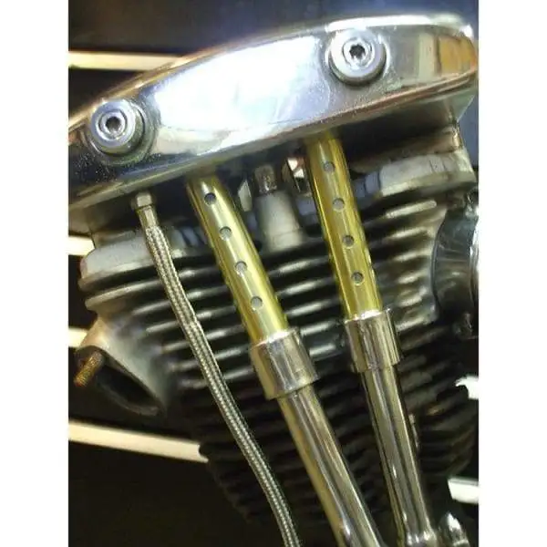 Old-Stf Cycle Pushrod Cover Keeper Set - Drilled Brass - Big Twin Evo Shovelheads & Knuckles - Image 3