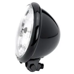 Cycle Standard 5-3/4 Inch Diameter Diamond Black Halogen Headlight - Clear Lens