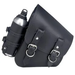LaRosa Design Solo Saddlebag With Reserve Bottle - Black - For Rigid & Softail Motorcycles