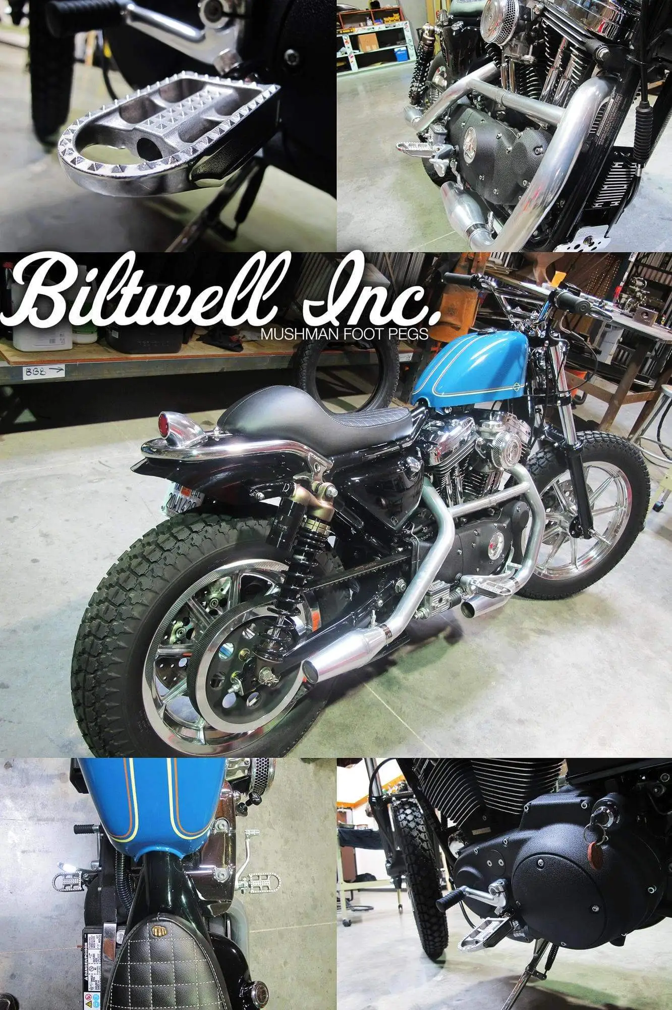 Biltwell Mushman Foot Pegs- H-D - Cast Black Stainless - Image 5