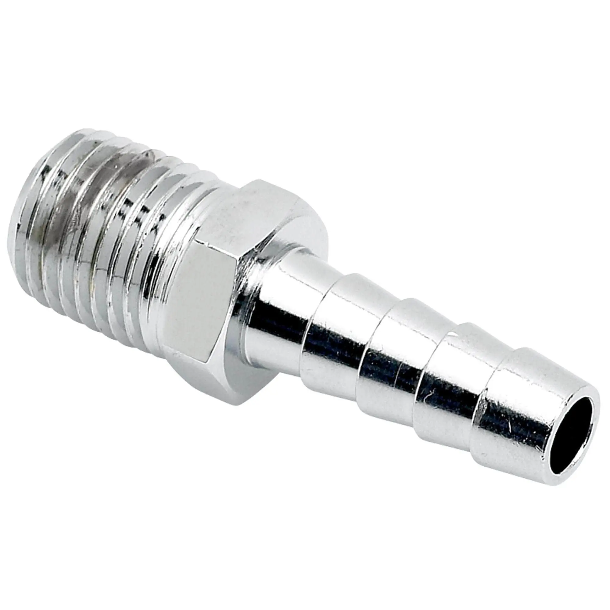 Cycle Standard 5/16 Inch Hose Barb X 1/4 Inch NPT - Chrome
