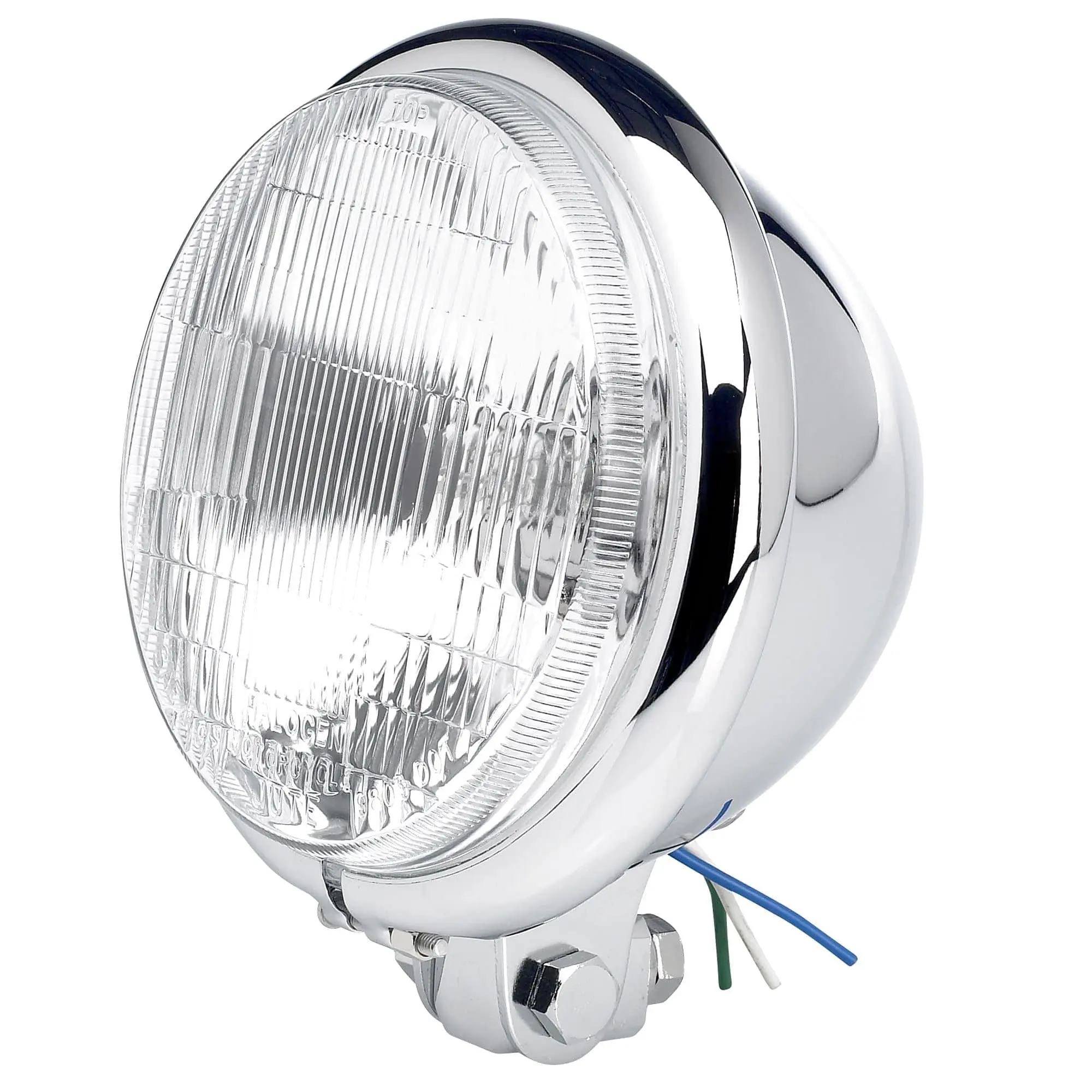 Cycle Standard 5-3/4 Inch Diameter Chrome Bottom Mount Halogen Headlight