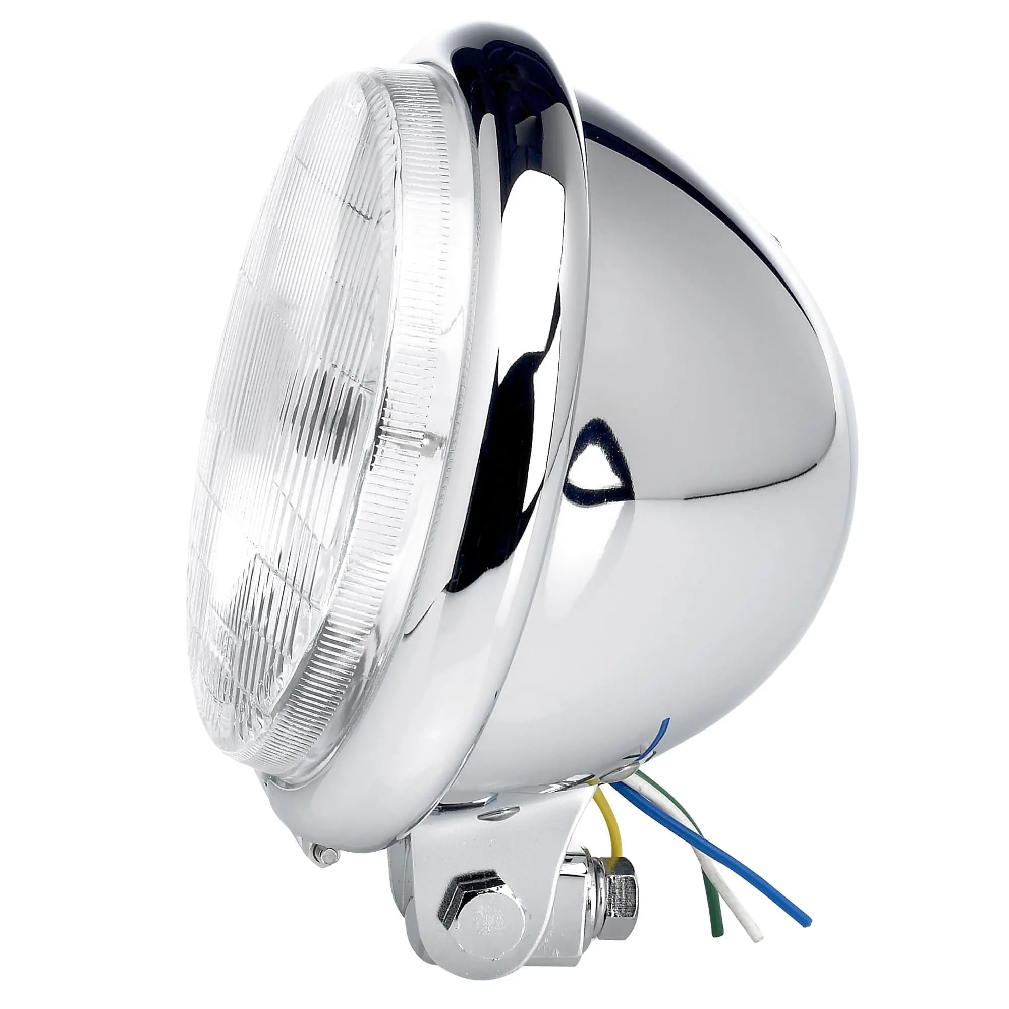 Cycle Standard 5-3/4 Inch Diameter Chrome Bottom Mount Halogen Headlight - Image 3