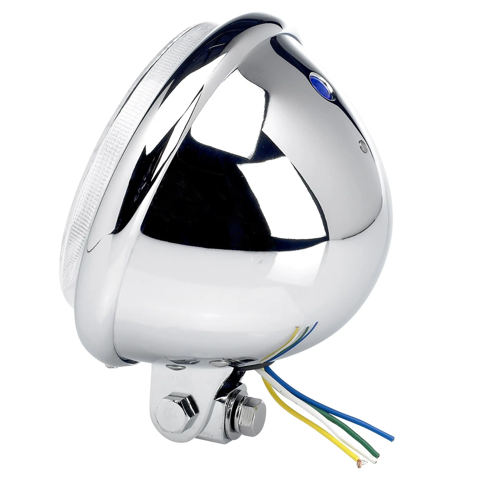 Cycle Standard 5-3/4 Inch Diameter Chrome Bottom Mount Halogen Headlight - Image 4