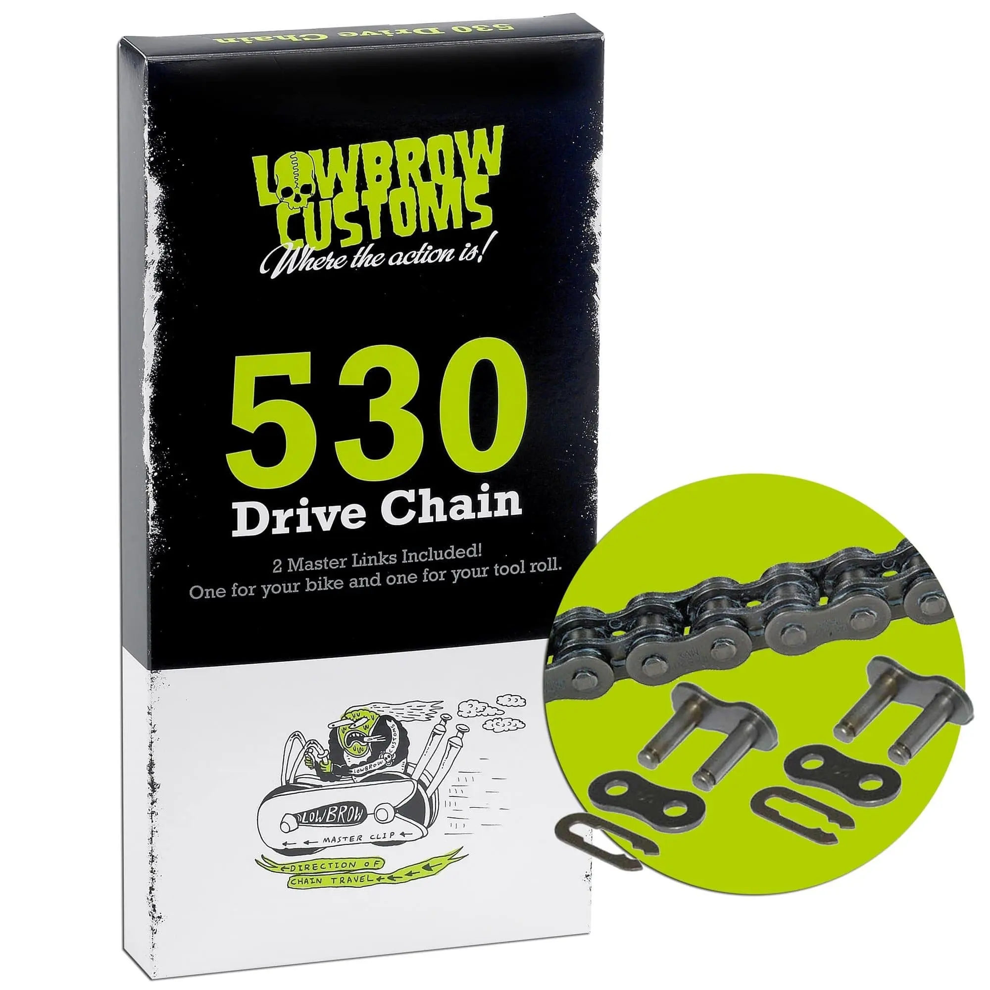 Lowbrow Customs 530 Motorcycle Drive Chain - 130 Links With 2 Master Links