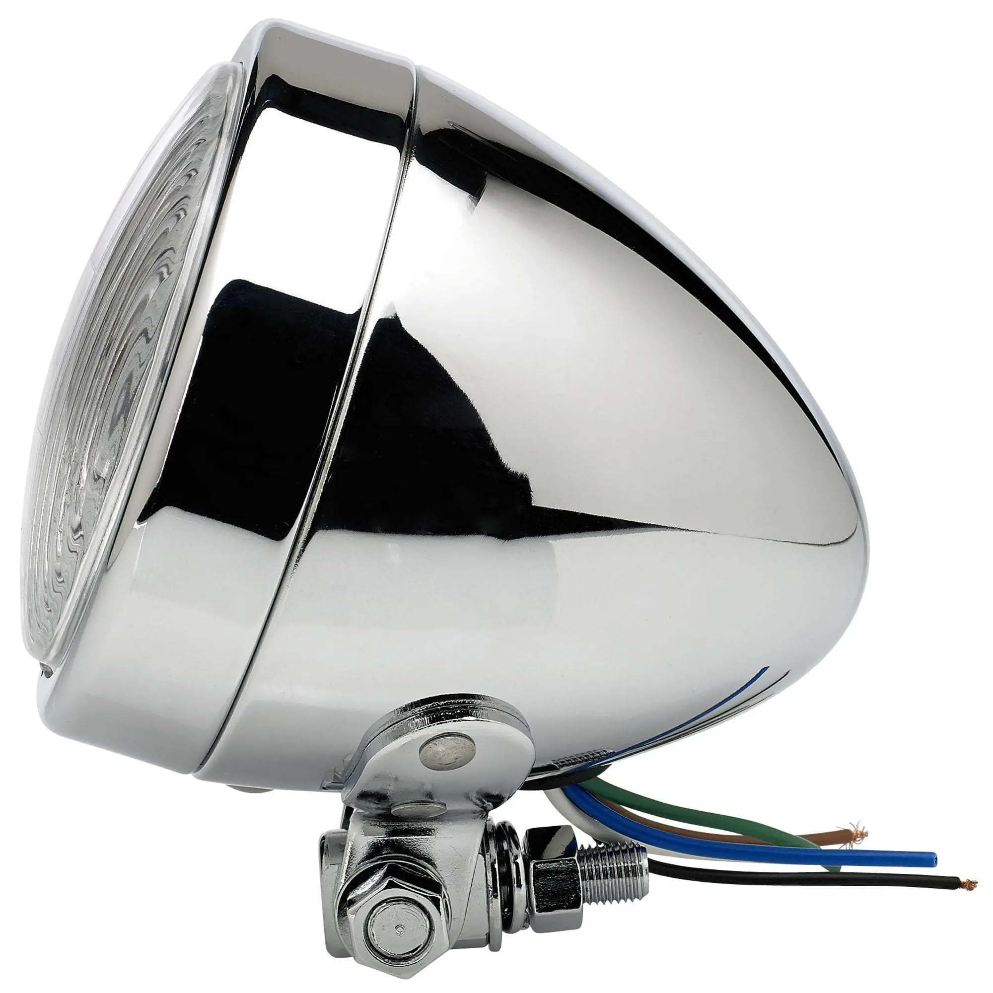 Cycle Standard 3-1/2 Inch Diameter Chrome Bottom Mount Headlight