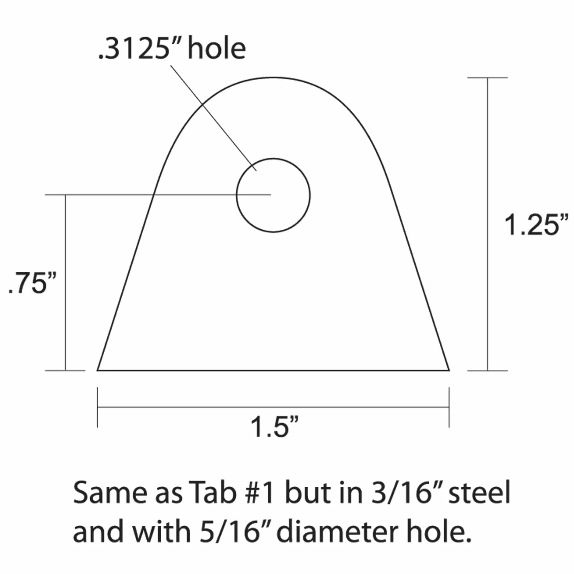 Lowbrow Customs Tab #5 - Mild Steel Mounting Tabs 3/16 Inch Thick - 4 Pack - Image 2