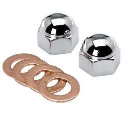 Lowbrow Customs Triumph Oil Feed Chrome Rocker Box Acorn Nuts And Copper Washers #70-1435 70-1335
