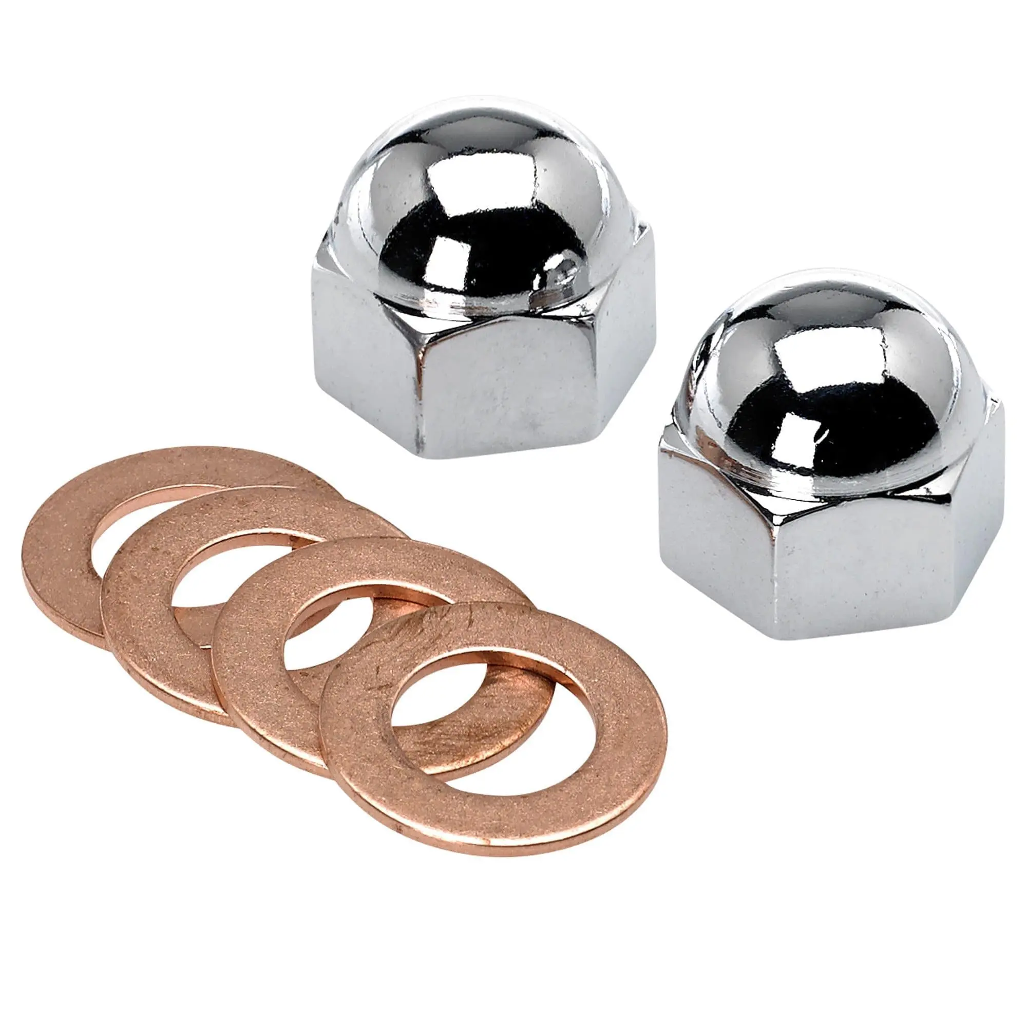 Lowbrow Customs Triumph Oil Feed Chrome Rocker Box Acorn Nuts And Copper Washers #70-1435 70-1335