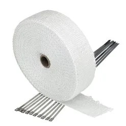 Cycle Standard White Exhaust Wrap Header Tape - 2 Inch X 50 Foot - With 10 Stainless Zip Ties