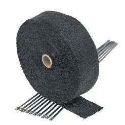 Cycle Standard Black Exhaust Wrap Header Tape - 2 Inch X 50 Foot - With 10 Stainless Zip Ties
