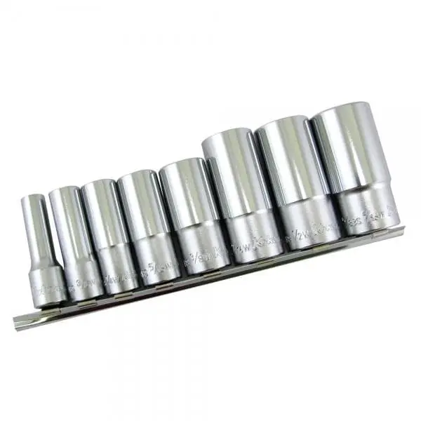 British Standard Whitworth 8 Pc 12-pt Deep Well Socket Set Koken 3/8" Drive